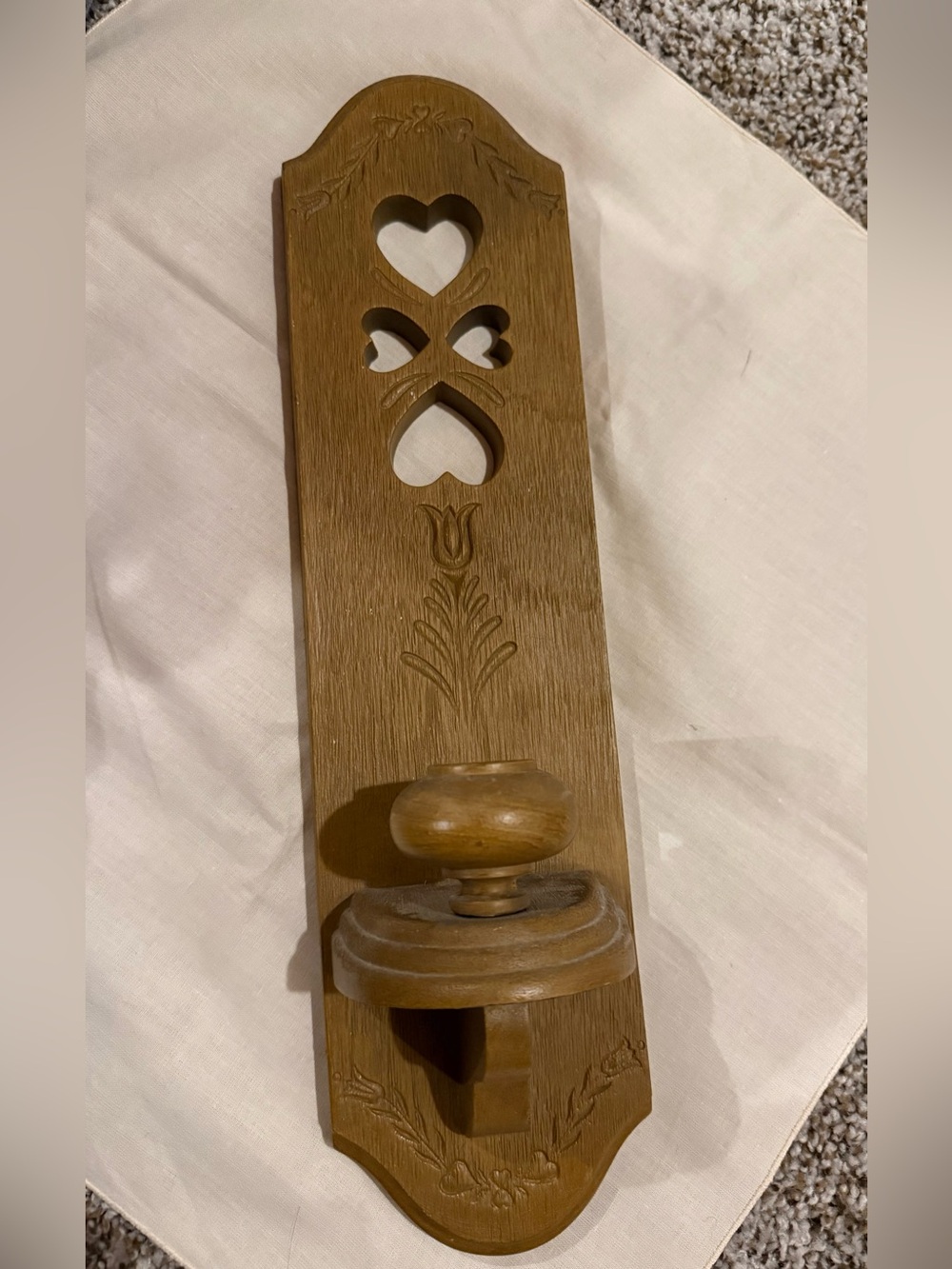 Vintage Burwood Heart Cutout Wall Sconce Candleholder